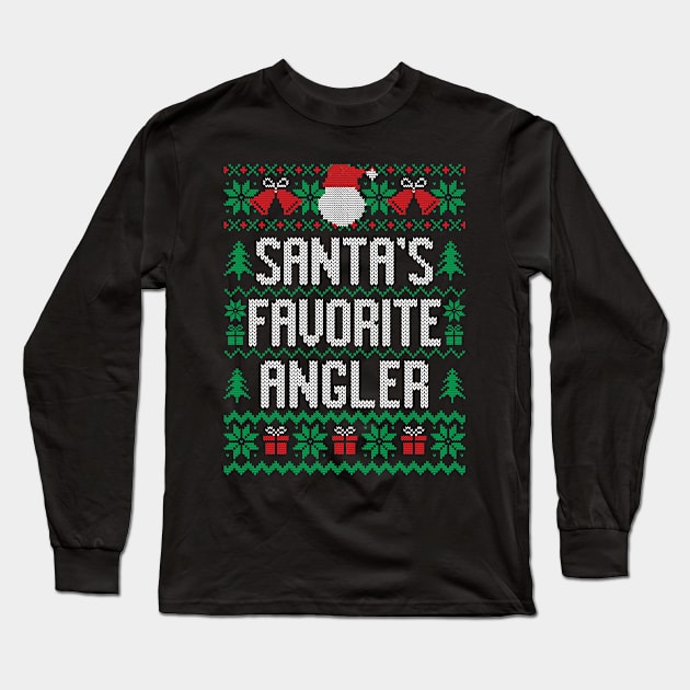 Santa's Favorite Angler Long Sleeve T-Shirt by Saulene